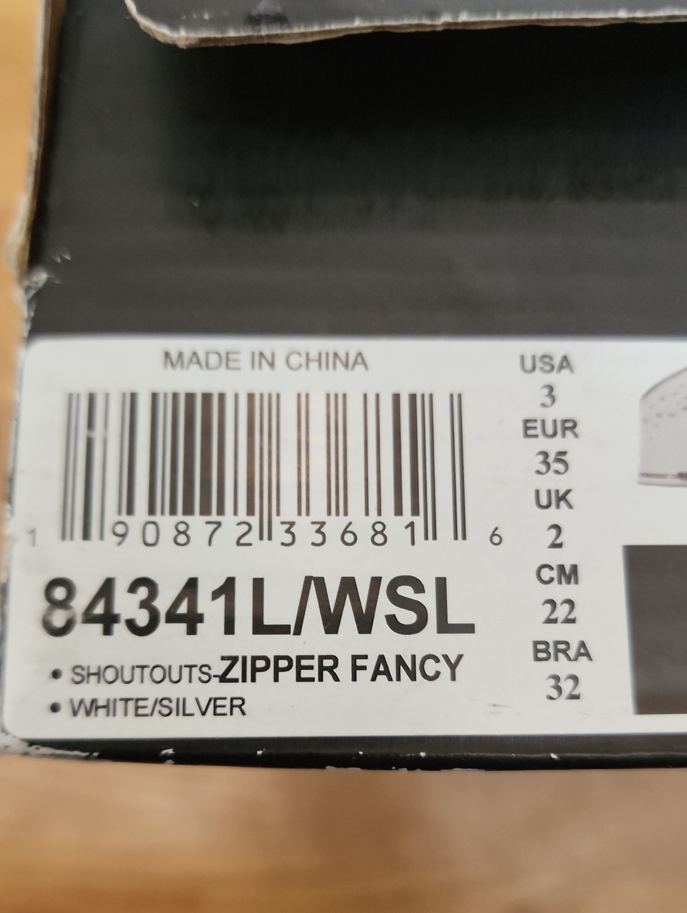 NIB Skechers Girls Shoutouts Zipper Fancy High Top Sneakers White Silver Size 3 - Picture 11 of 11